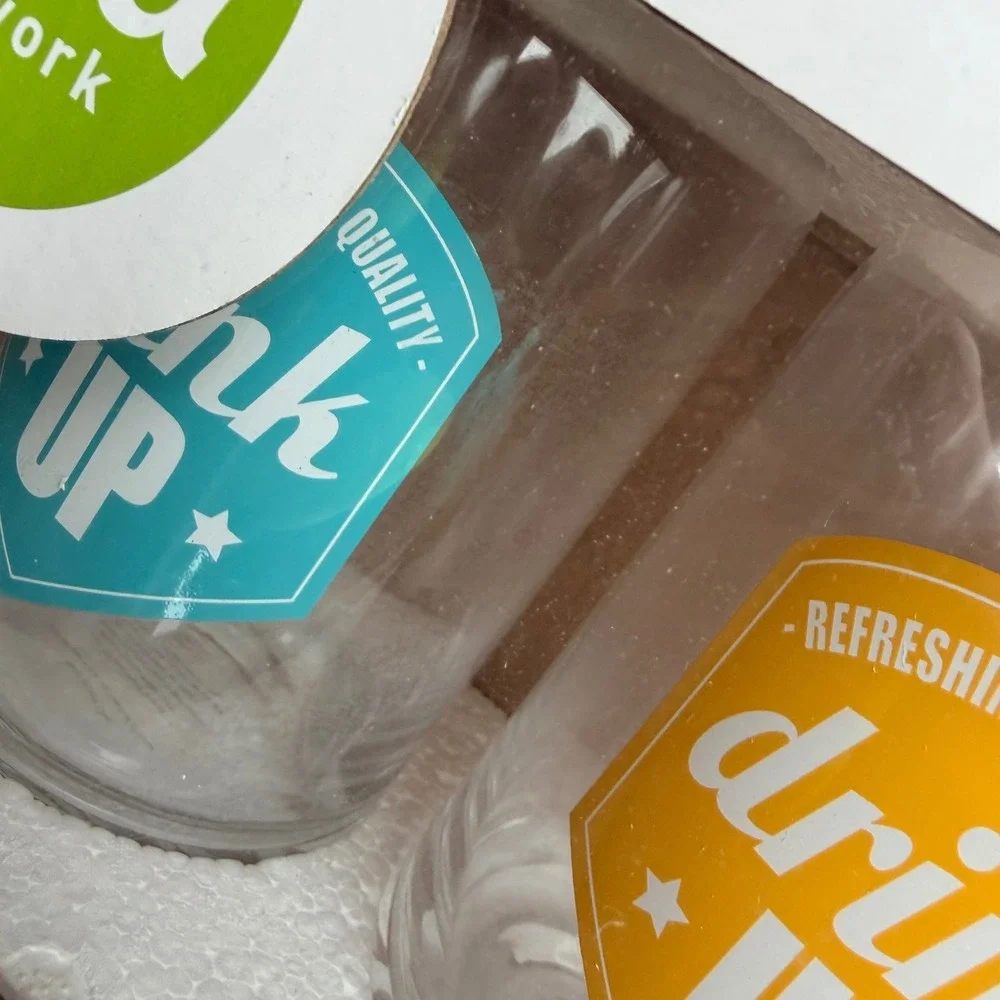 Food Network Drink Up All-Purpose Glassware Set 4 Piece 16.6 oz Multi-Color NEW